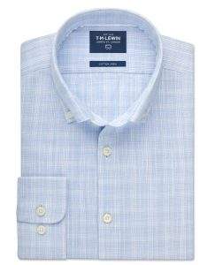 Cotton Linen Slim Fit Blue Check Shirt By T.M. Lewis