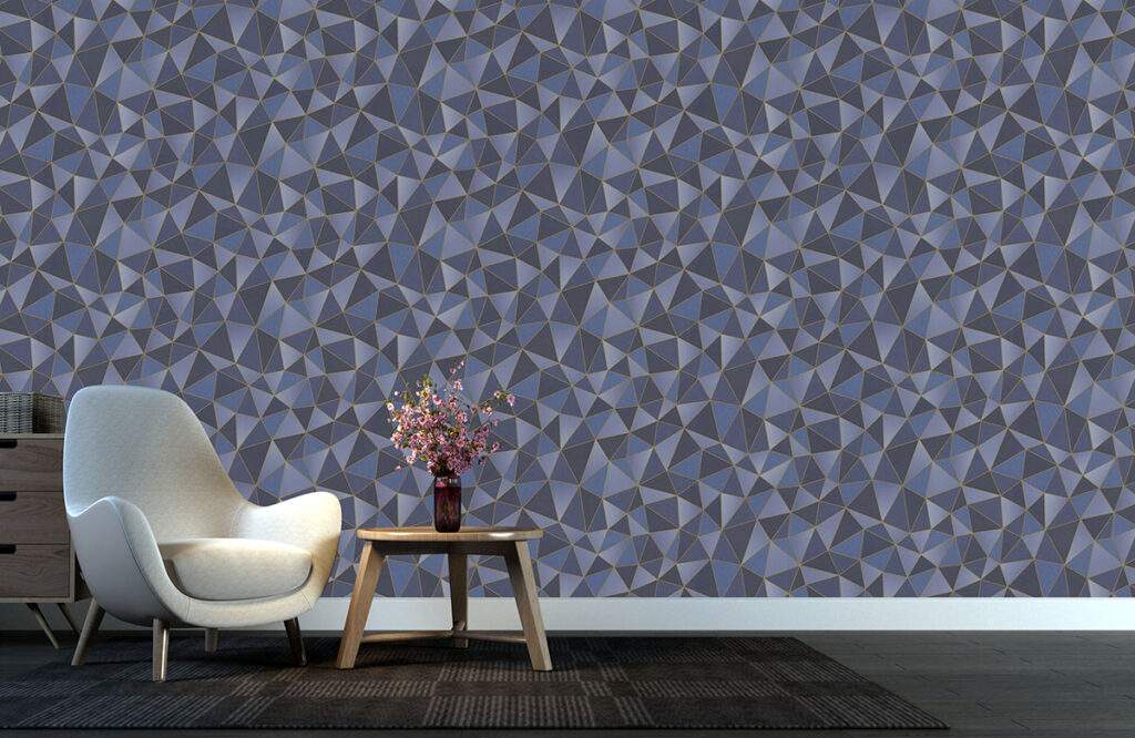 Stunning Blue Diamonds- Blue Random Diamond - Comb Texture Chromatic Gray Seamless Wallpaper Design -Repeat Pattern Wallpaper